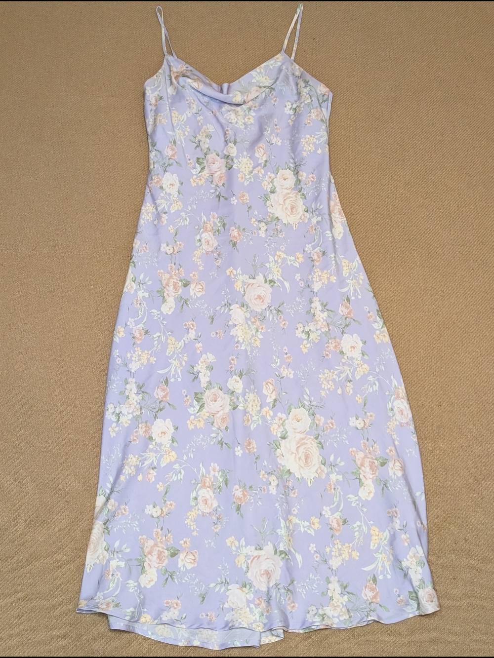 Altar'd State Lavender Purple Floral Cowl Neck Sleeveless Midi Slip Dress